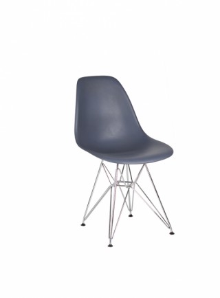 Silla Berlín Sin Descansabrazos Pata Metal Color Gris Oscuro