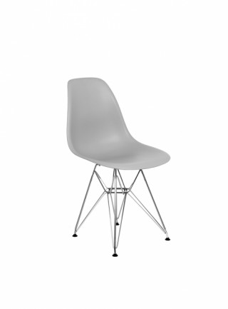 Silla Berlín Sin Descansabrazos Pata Metal Color Gris Claro