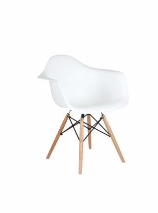 Silla Berlín Con Descansabrazos Pata Madera Natural Color Blanco