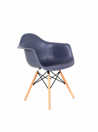 Silla Berlín Con Descansabrazos Pata Madera Natural Color Gris Oscuro