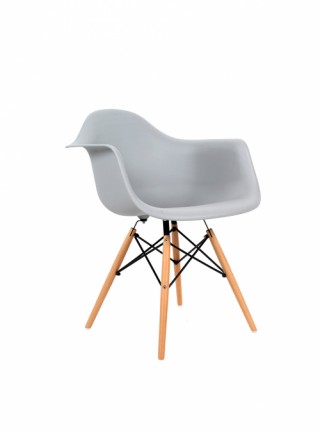 Silla Berlín Con Descansabrazos Pata Madera Natural Color Gris Claro