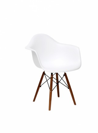 Silla Berlín Con Descansabrazos Pata Madera Nogal Color Blanco