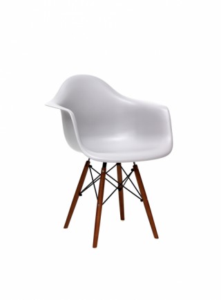 Silla Berlín Con Descansabrazos Pata Madera Nogal Color Gris Claro