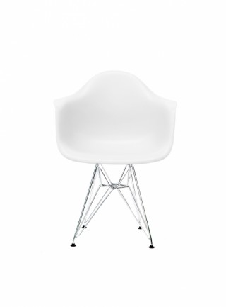Silla Berlín Con Descansabrazos Pata Metal Color Blanco