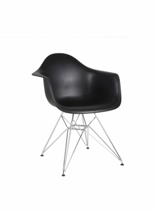 Silla Berlín Con Descansabrazos Pata Metal Color Negro