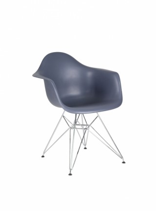 Silla Berlín Con Descansabrazos Pata Metal Color Gris Oscuro