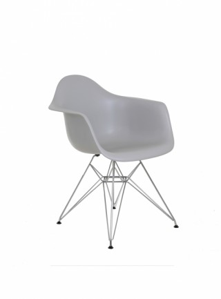 Silla Berlín Con Descansabrazos Pata Metal Color Gris Claro
