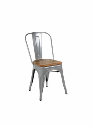 Silla Bolton Color Gris Con Asiento De Madera